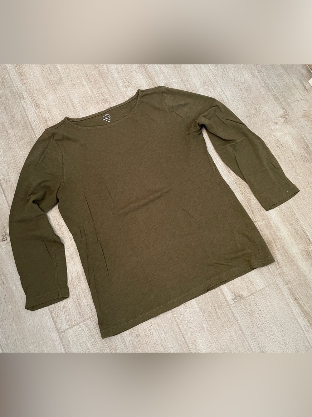 J. Crew Long Sleeve Olive Green Painter Tee, XL